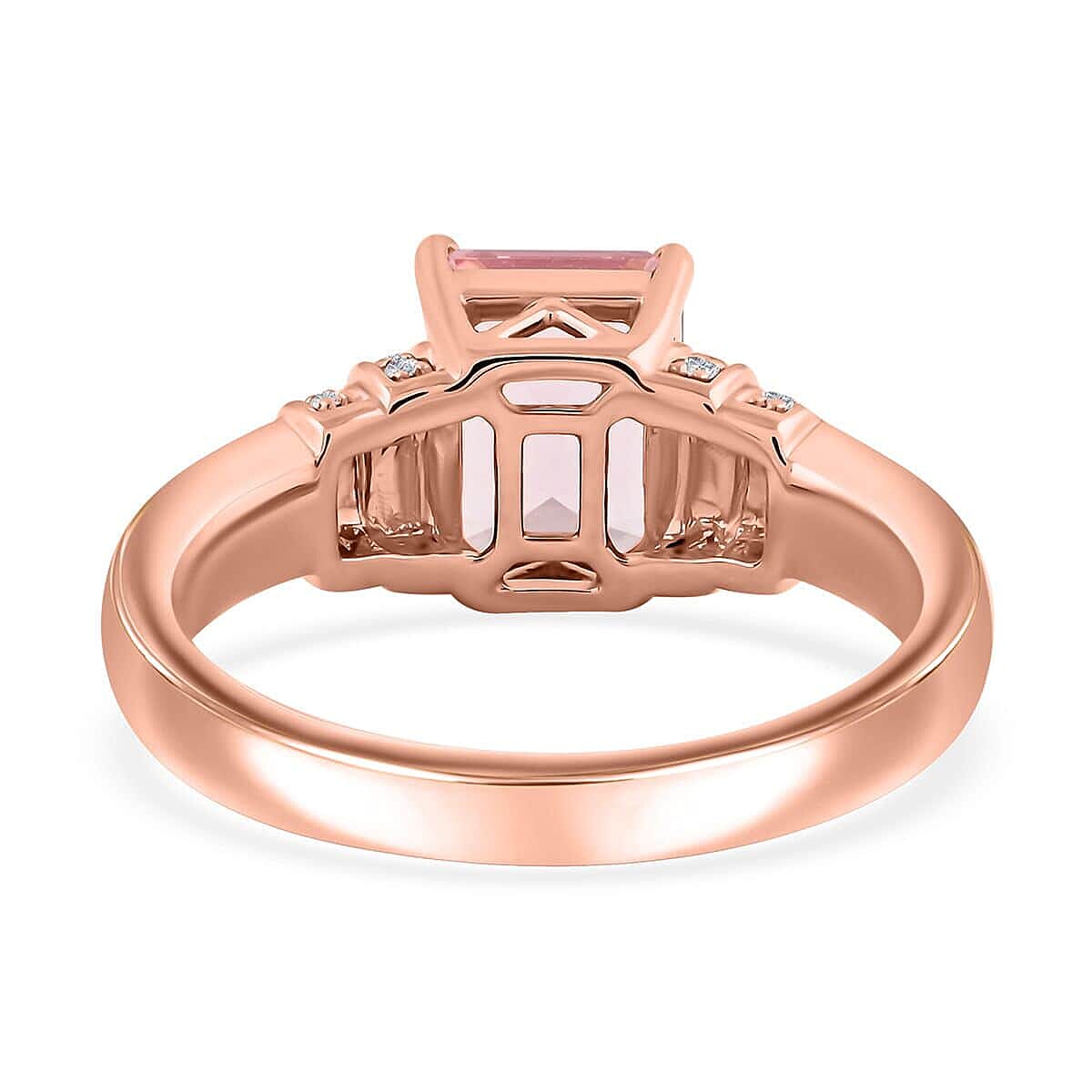 Certified & Appraised Luxoro AAA Pink Morganite, Santa Maria Aquamarine and G-H I2 Diamond 2.75 ctw Ring in 10K Rose Gold (Size 11.0) 4.15 Grams image number 4