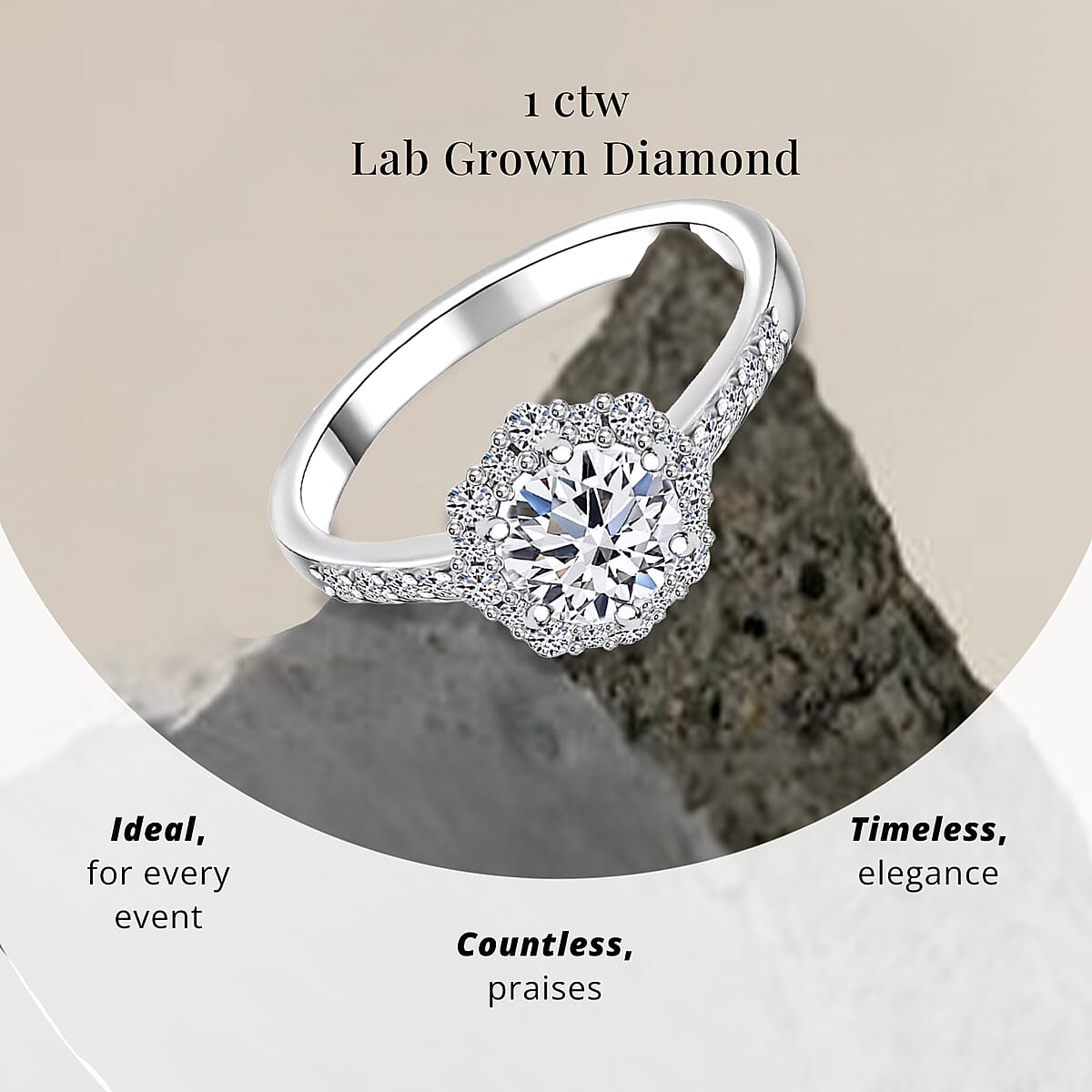 Luxuriant Lab Grown Diamond E-F VS 1.00 ctw Ring in 10K White Gold (Size 10.0) image number 4