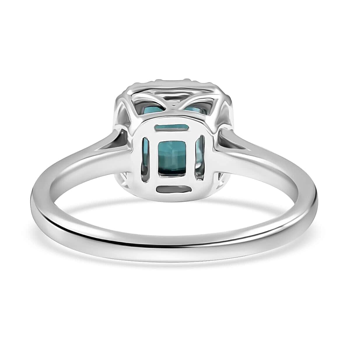 Certified & Appraised Rhapsody AAAA Monte Belo Indicolite and E-F VS Diamond 1.20 ctw Halo Ring in 950 Platinum (Size 6.0) 5.60 Grams
