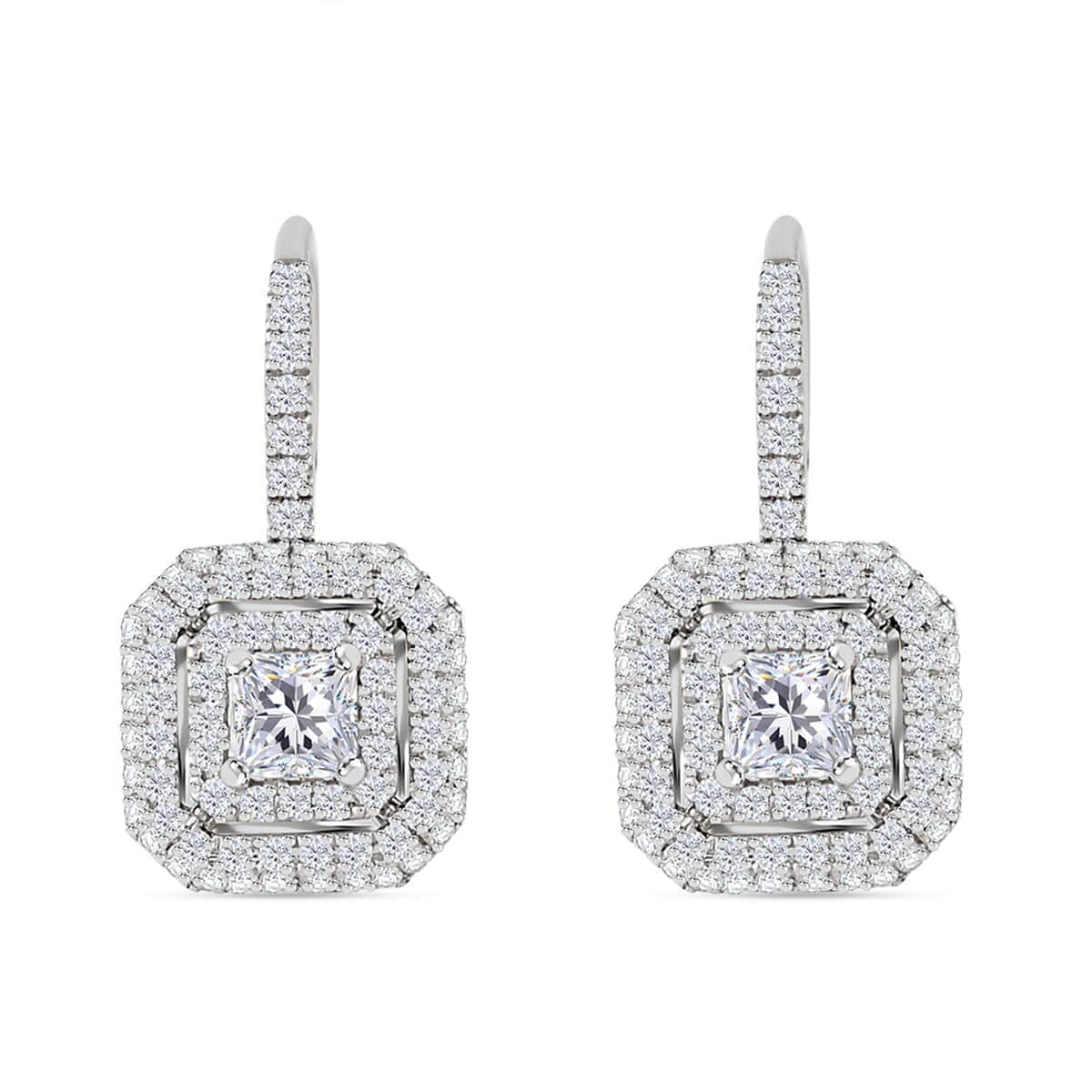 Modani Asscher Cut Diamond 1.00 ctw Lever Back Earrings in 950 Platinum 4.50 Grams (Del. in 10-12 Days) image number 0