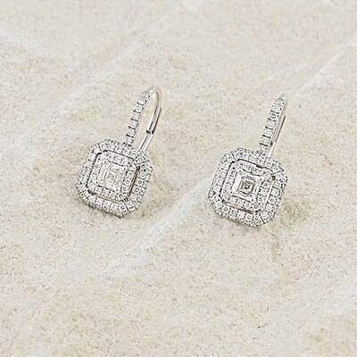 Modani Asscher Cut Diamond 1.00 ctw Lever Back Earrings in 950 Platinum 4.50 Grams (Del. in 10-12 Days)