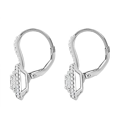 Modani Asscher Cut Diamond 1.00 ctw Lever Back Earrings in 950 Platinum 4.50 Grams (Del. in 10-12 Days)