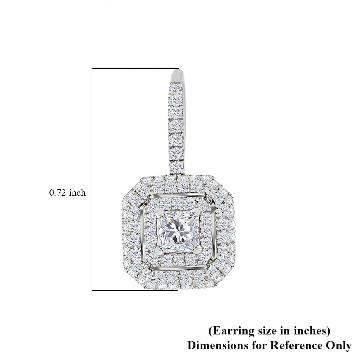 Modani Asscher Cut Diamond 1.00 ctw Lever Back Earrings in 950 Platinum 4.50 Grams (Del. in 10-12 Days) image number 4