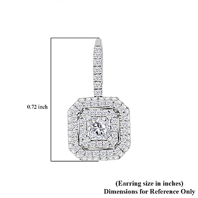 Modani Asscher Cut Diamond 1.00 ctw Lever Back Earrings in 950 Platinum 4.50 Grams (Del. in 10-12 Days)