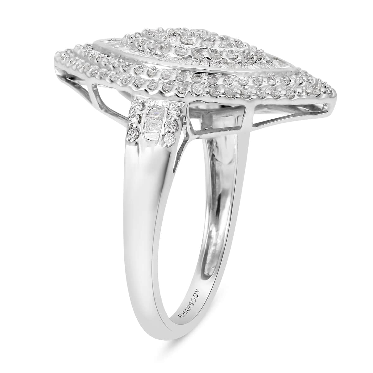 Rhapsody 950 Platinum E-F VS Diamond Cluster Ring (Size 7.0) 7.70 Grams 1.00 ctw image number 3