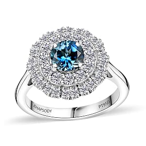 950 Platinum  AAAA  Santamaria Aquamarine   White Diamond  EF, VS Main Stone With Side Stone Ring ,  Platinum Wt. 5.56 g 1.56 ctw