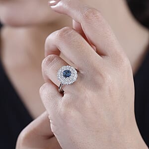 Rhapsody 950 Platinum AAAA Santa Maria Aquamarine, Diamond (E-F, VS) Ring (Size 7) 1.62 ctw