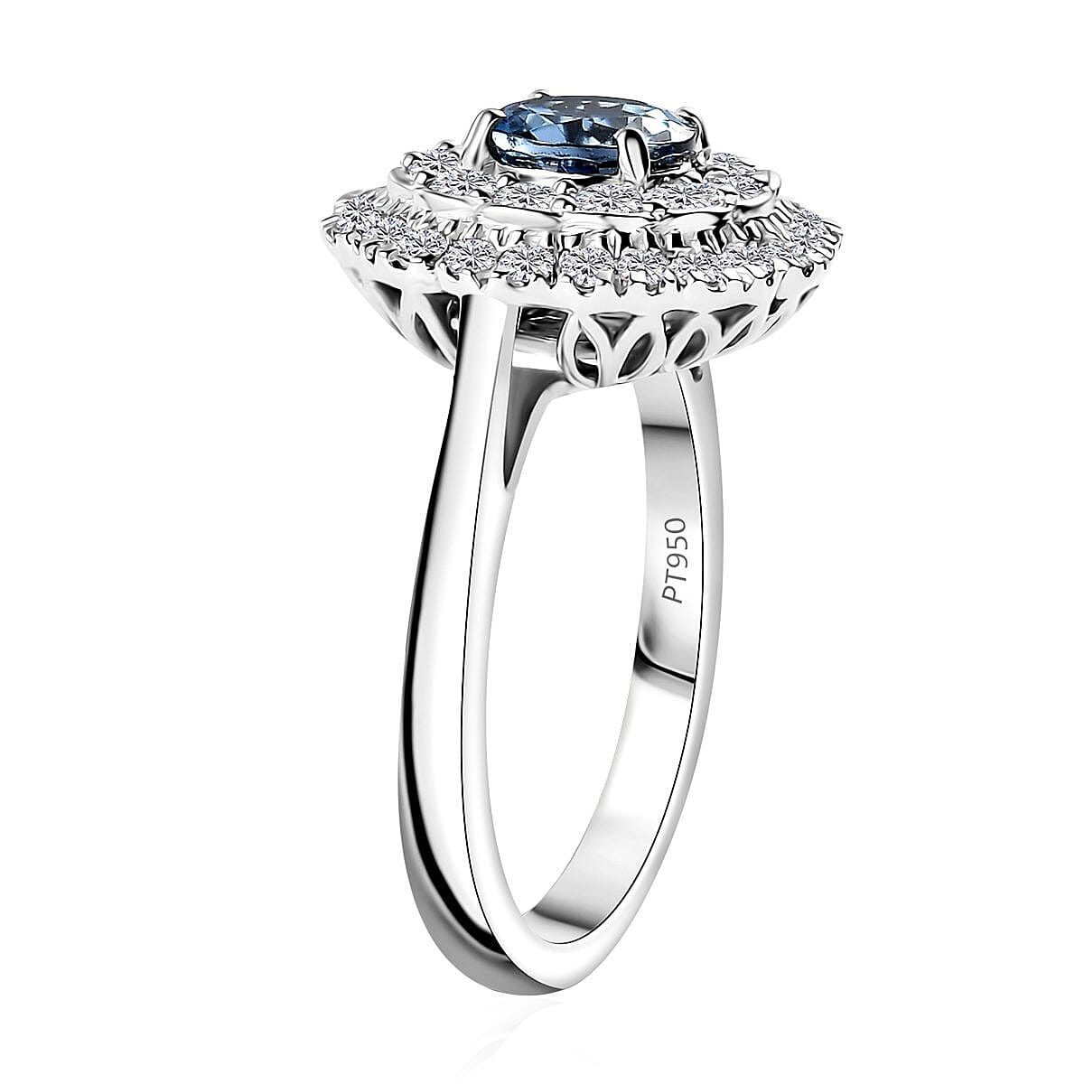 Rhapsody 950 Platinum AAAA Santa Maria Aquamarine, Diamond (E-F, VS) Ring (Size 7) 1.62 ctw image number 3