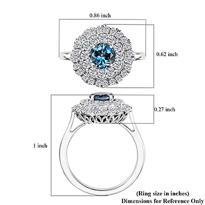 Rhapsody 950 Platinum AAAA Santa Maria Aquamarine, Diamond (E-F, VS) Ring (Size 7) 1.62 ctw