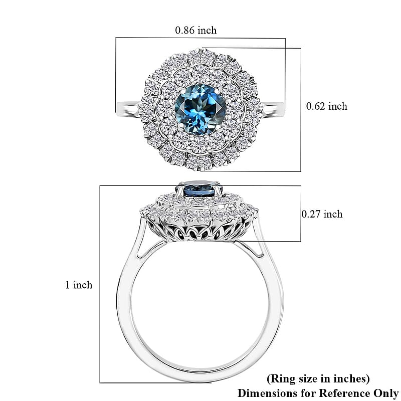 Rhapsody 950 Platinum AAAA Santa Maria Aquamarine, Diamond (E-F, VS) Ring (Size 7) 1.62 ctw