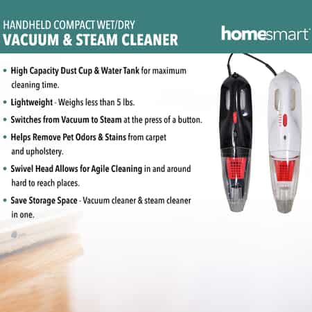 TLV HOMESMART Black Handheld Compact Wet and Dry Vacuum and Steam Cleaner (49.2"x11.8"x9.8") image number 3