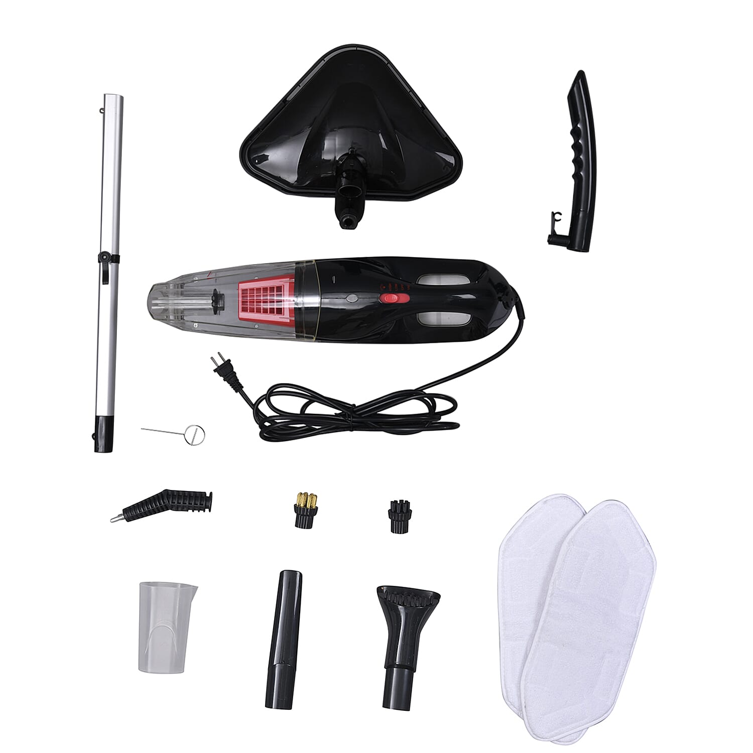 Homesmart Black Handheld Compact Wet and Dry Vacuum and Steam Cleaner