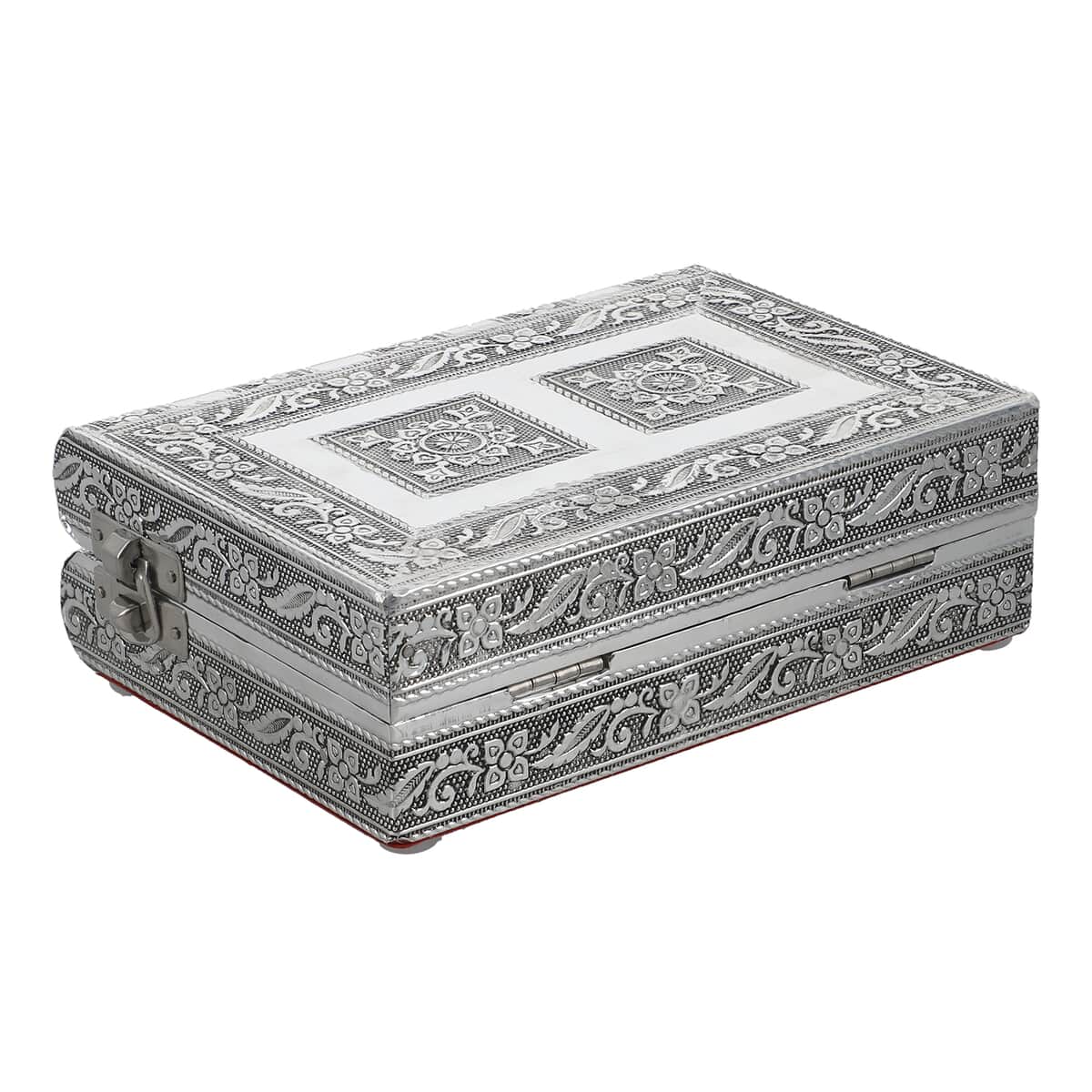 Handcrafted Floral Embossed Jewelry Box with Movable Tray and Anti Scratch Interior image number 4