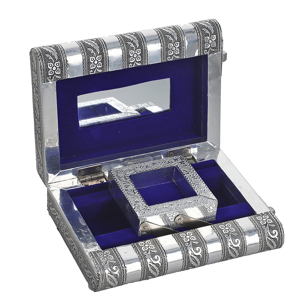 Handcrafted Tiger Embossed Jewelry Box with Movable Tray and Anti Scratch Interior image number 2