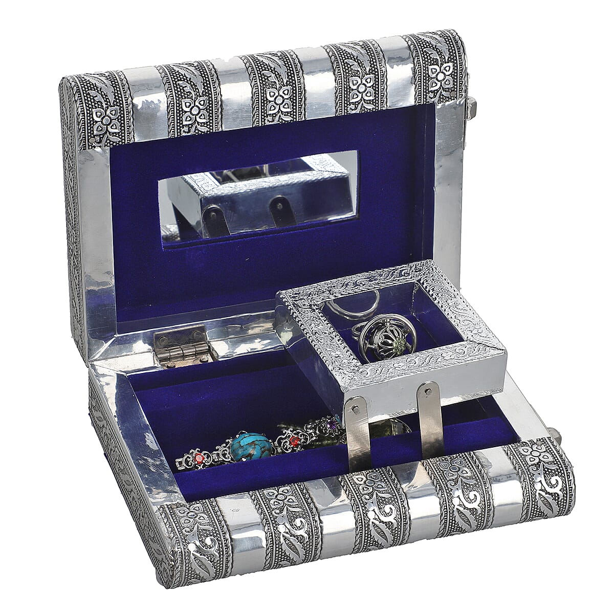 Handcrafted Tiger Embossed Jewelry Box with Movable Tray and Anti Scratch Interior image number 3