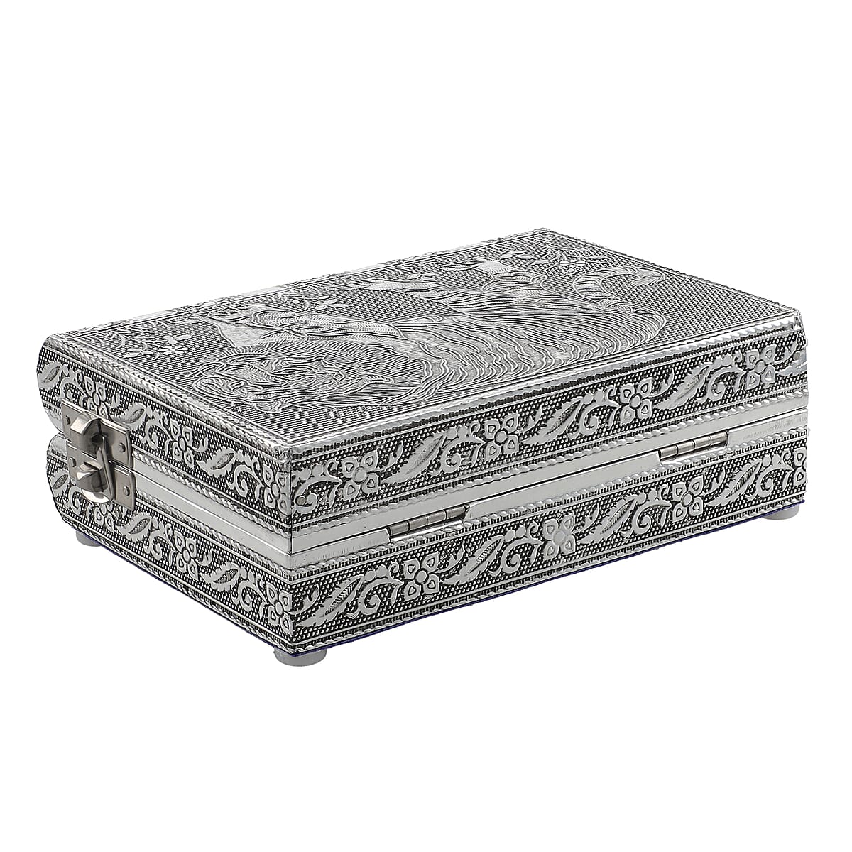 Handcrafted Tiger Embossed Jewelry Box with Movable Tray and Anti Scratch Interior image number 4