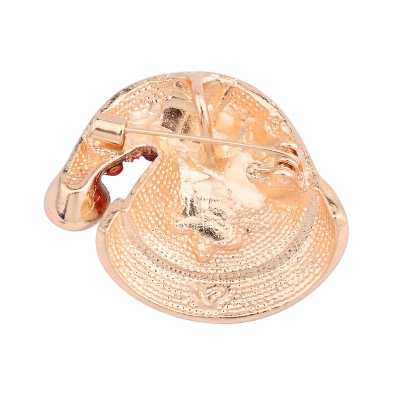 Red and White Austrian Crystal and Enameled Christmas Cap Brooch in Goldtone, Jewelry Gift For Women, Christmas Cap Pin