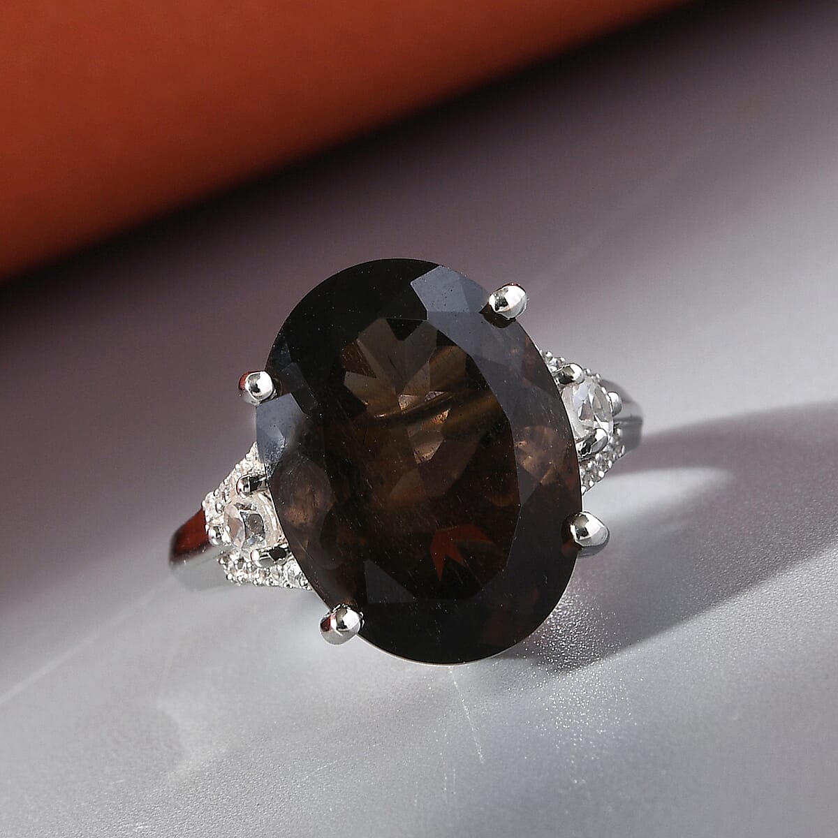 Colombianite and Natural White Zircon Ring in Platinum Over Sterling Silver (Size 7.0) 8.50 ctw image number 1