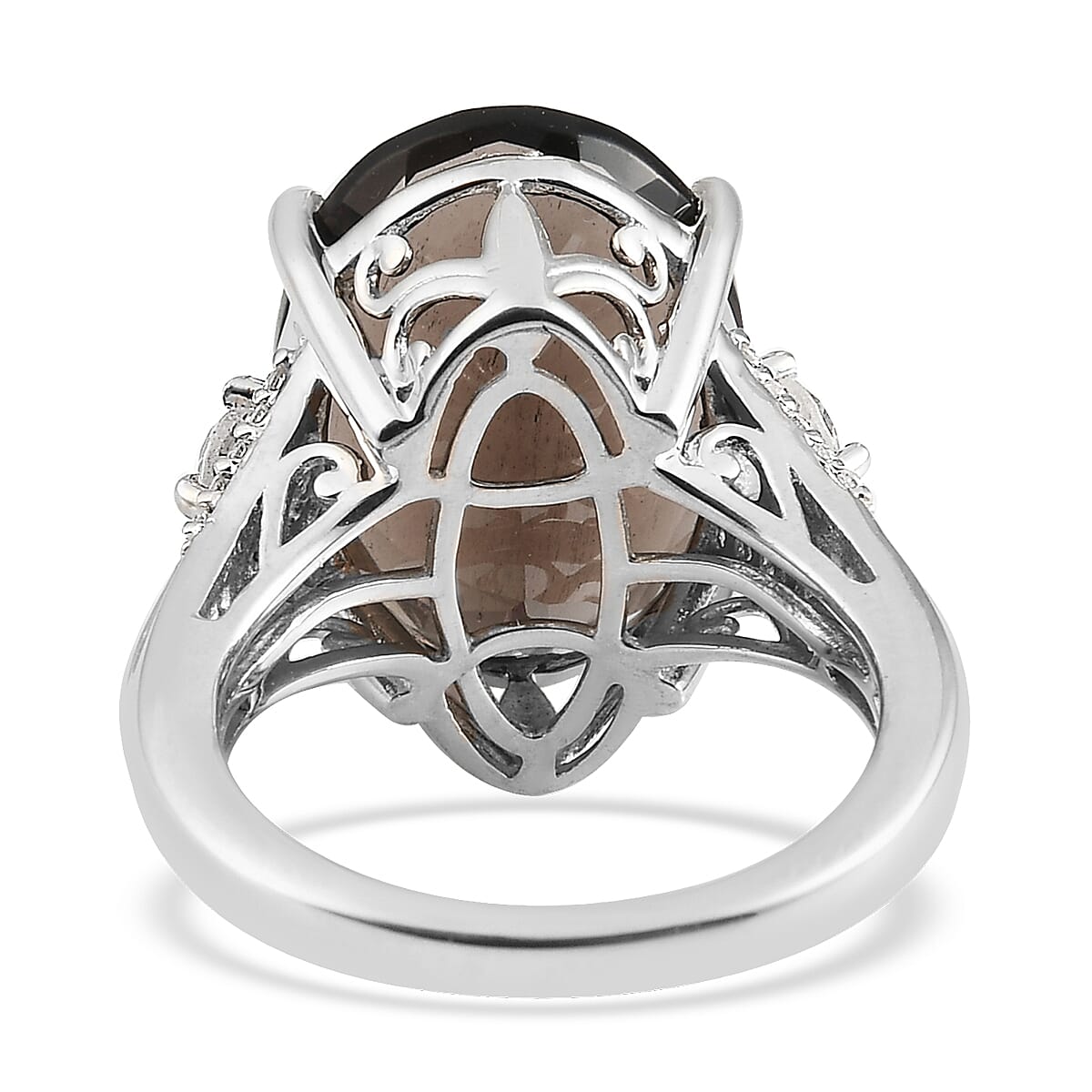 Colombianite and Natural White Zircon Ring in Platinum Over Sterling Silver (Size 7.0) 8.50 ctw image number 4