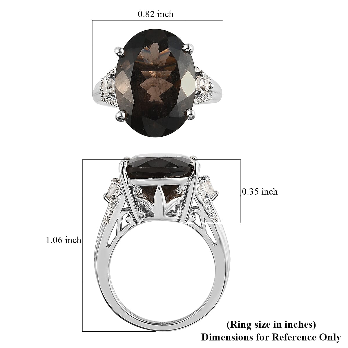 Colombianite and Natural White Zircon Ring in Platinum Over Sterling Silver (Size 7.0) 8.50 ctw image number 5