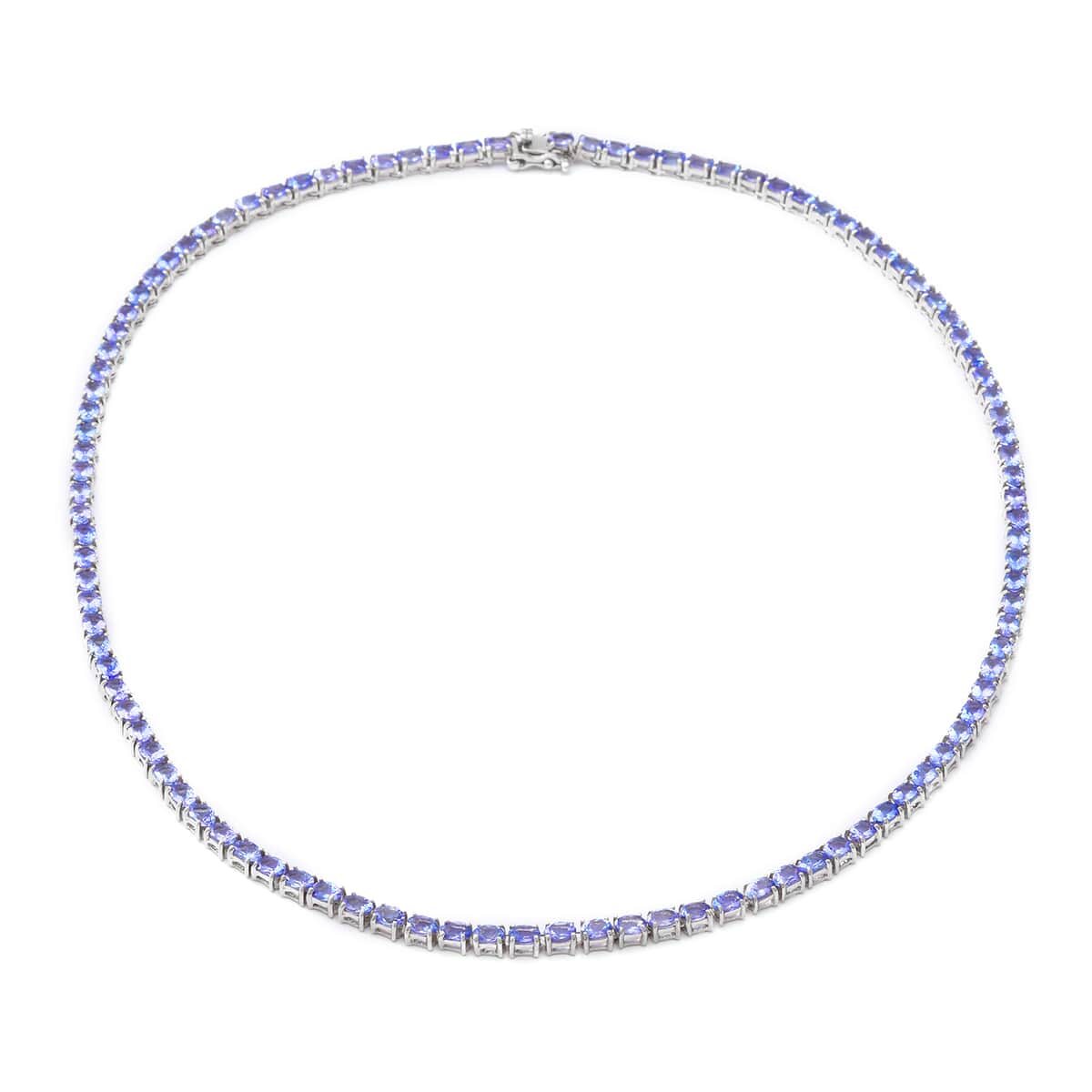 Premium Tanzanite Tennis Necklace 18 Inches in Platinum Over Sterling Silver 18.50 Grams 17.50 ctw image number 0