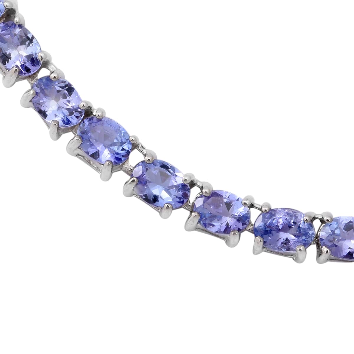 Premium Tanzanite Tennis Necklace 18 Inches in Platinum Over Sterling Silver 18.50 Grams 17.50 ctw image number 2