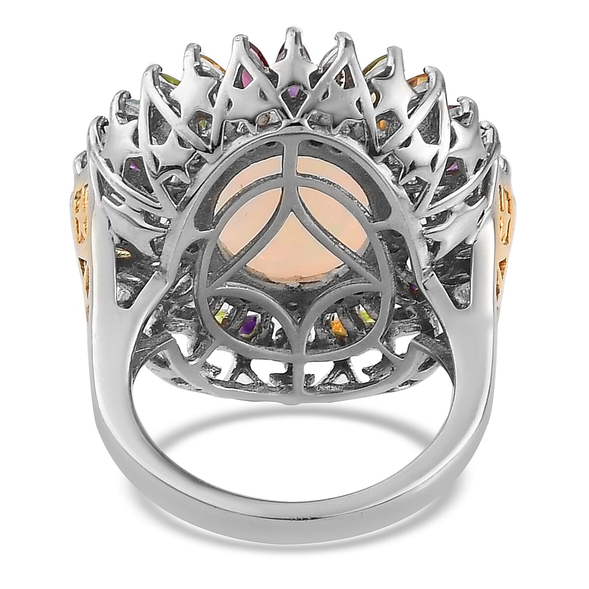 Ethiopian Welo Opal and Multi Gemstone Cocktail Ring in Sterling Silver (Size 9.0) 5.75 ctw image number 4