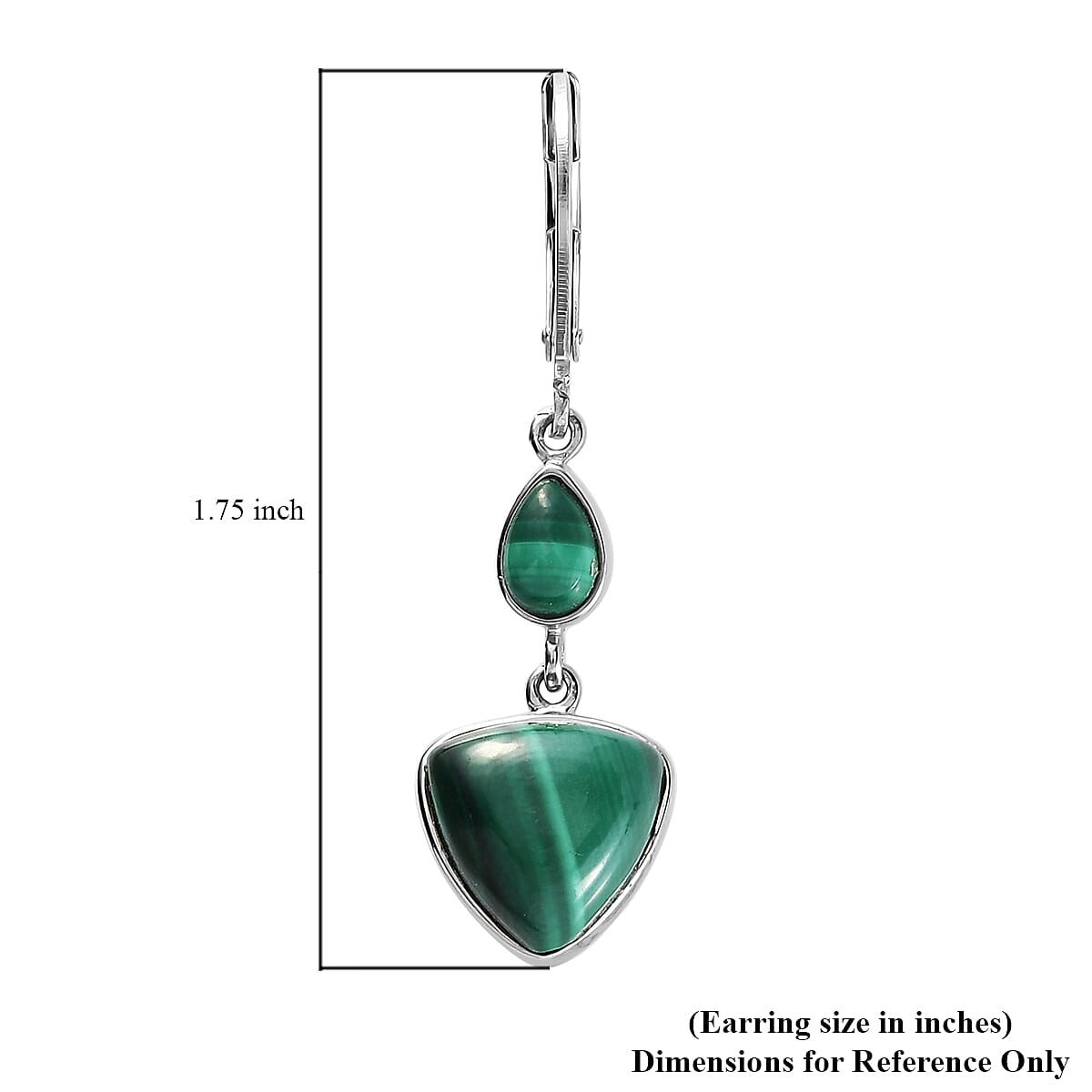 African Malachite Fancy Earrings in Platinum Over Copper 13.60 ctw