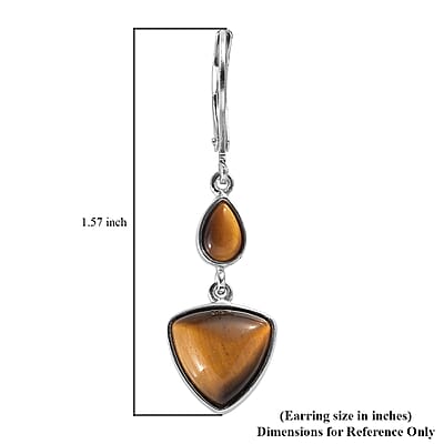 South African Tiger's Eye Fancy Earrings in Platinum Over Copper 8.50 ctw