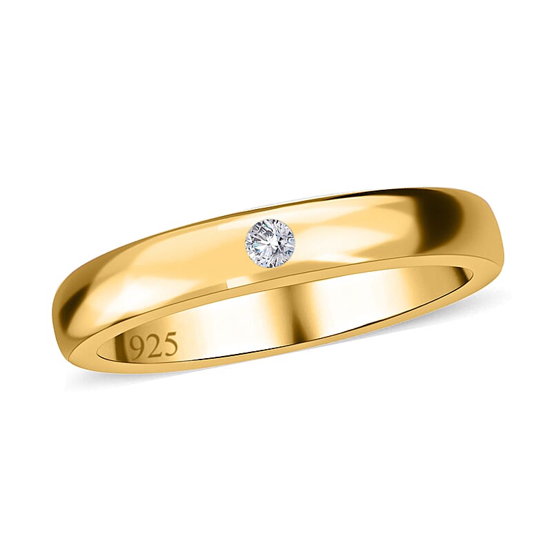 Diamond 0.05 ctw Ring in 18K Vermeil Yellow Gold Over Sterling Silver (Size 5.5)