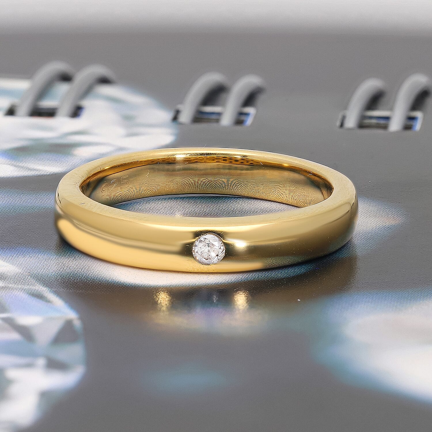 Diamond 0.05 ctw Ring in 18K Vermeil Yellow Gold Over Sterling Silver (Size 5.5)