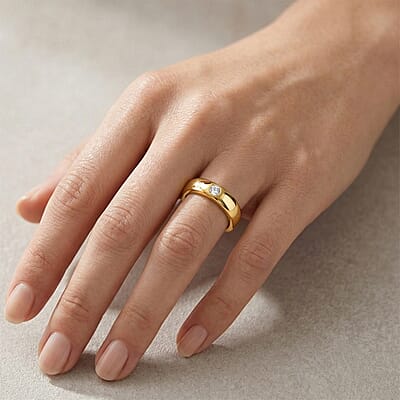 Diamond 0.05 ctw Ring in 18K Vermeil Yellow Gold Over Sterling Silver (Size 5.5)