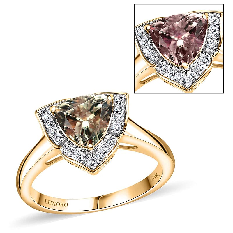 Certified & Appraised Luxoro AAA Turkizite and G-H I2 Diamond 2.38 ctw Ring in 10K Yellow Gold (Size 11.0) 4.27 Grams