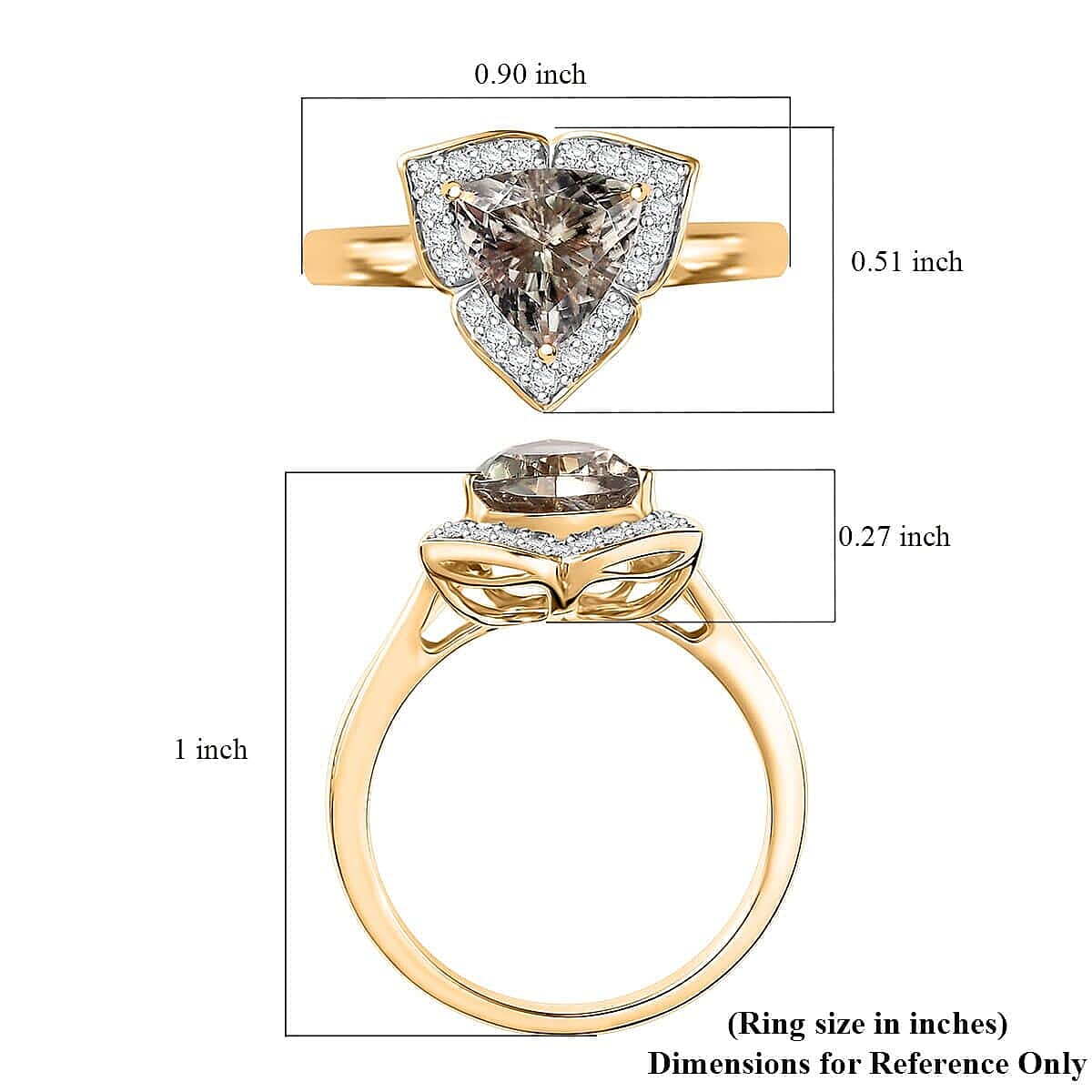 Certified & Appraised Luxoro AAA Turkizite and G-H I2 Diamond 2.38 ctw Ring in 10K Yellow Gold (Size 8.5) 4.27 Grams image number 5