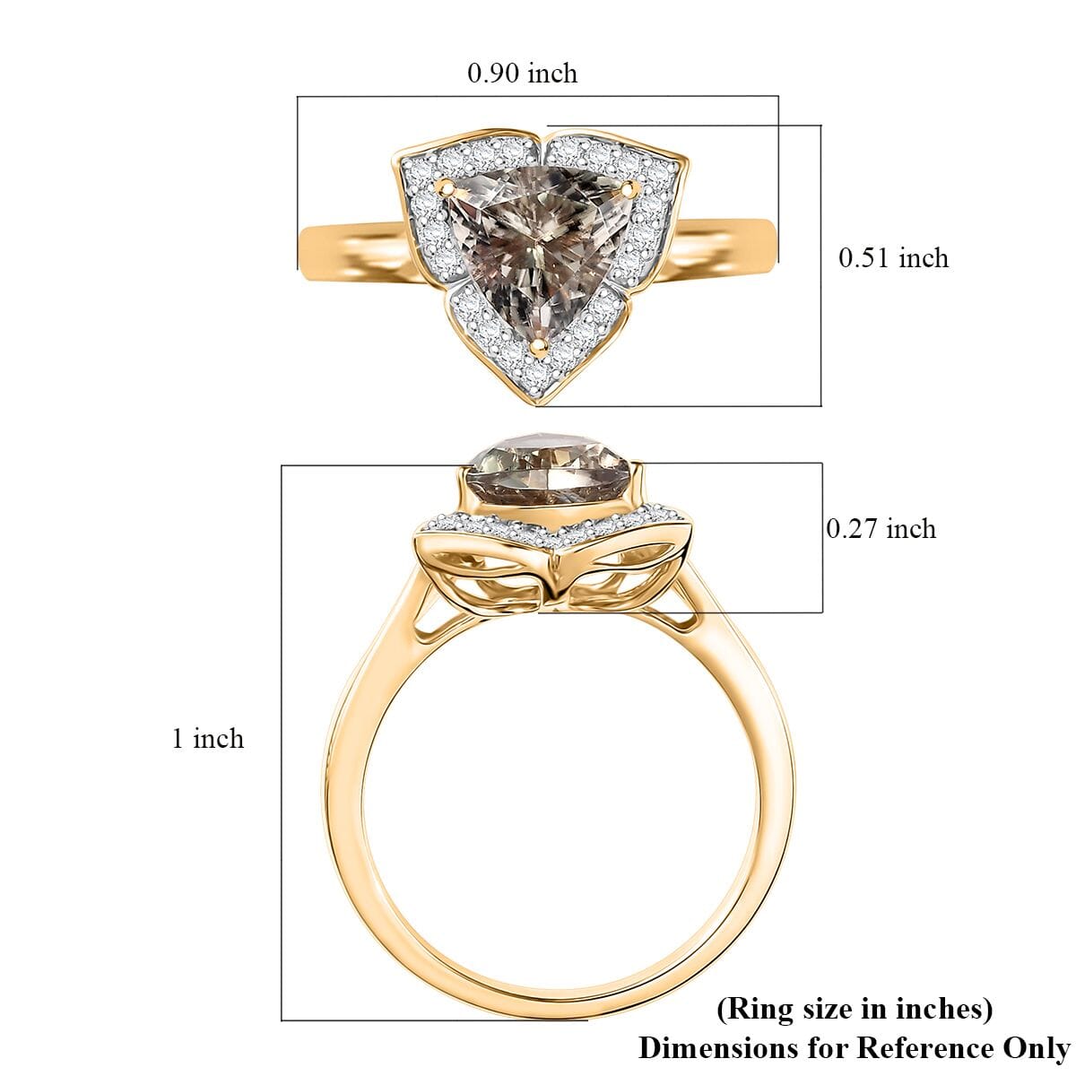 Certified & Appraised Luxoro AAA Turkizite and G-H I2 Diamond 2.38 ctw Ring in 10K Yellow Gold (Size 9.0) 4.27 Grams image number 5