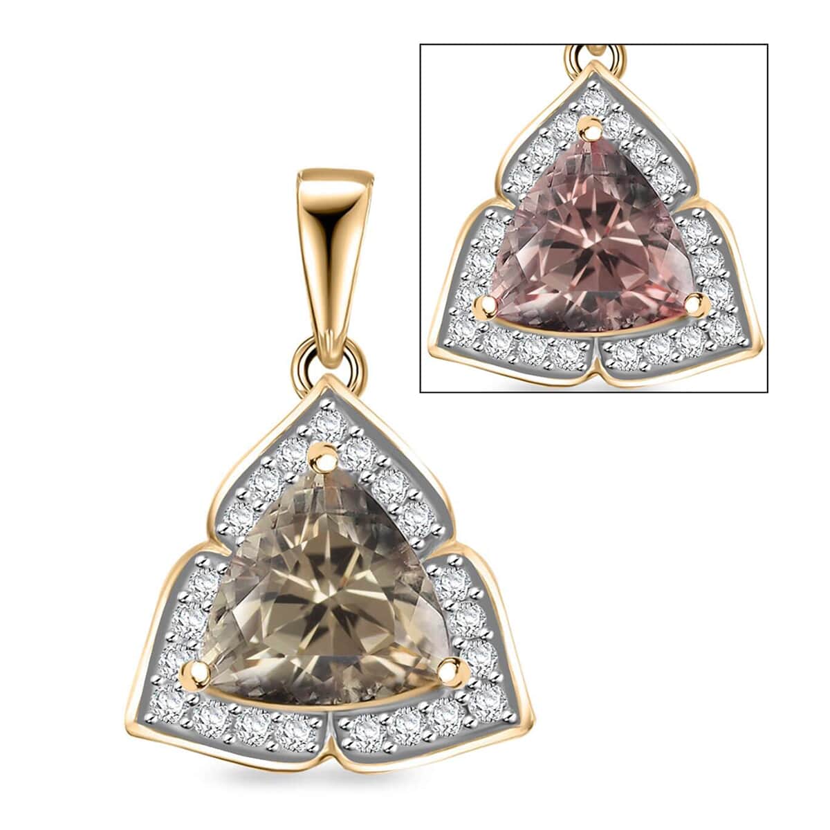 Certified & Appraised Luxoro AAA Turkizite and G-H I2 Diamond 2.30 ctw Pendant in 10K Yellow Gold image number 0