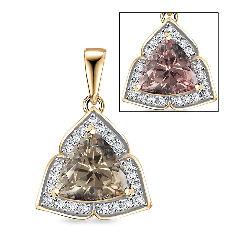 Certified & Appraised Luxoro AAA Turkizite and G-H I2 Diamond 2.30 ctw Pendant without Chain in 10K Yellow Gold