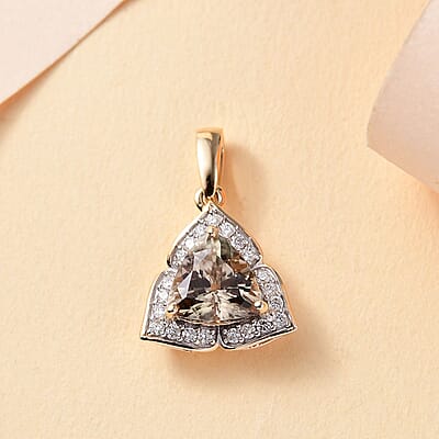 Certified & Appraised Luxoro AAA Turkizite and G-H I2 Diamond 2.30 ctw Pendant without Chain in 10K Yellow Gold