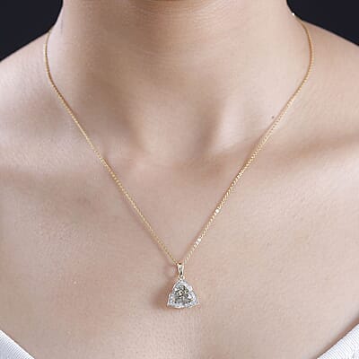 Certified & Appraised Luxoro AAA Turkizite and G-H I2 Diamond 2.30 ctw Pendant without Chain in 10K Yellow Gold
