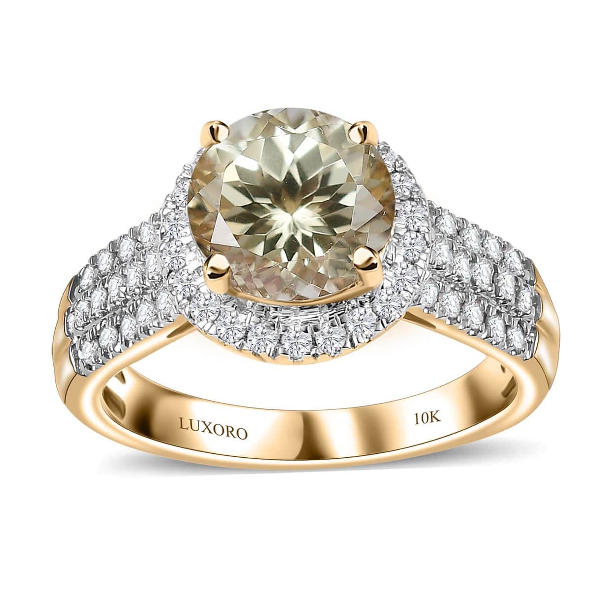 Certified & Appraised Luxoro AAA Turkizite and G-H I2 Diamond 3.00 ctw Ring in 10K Yellow Gold 4.25 Grams (Del. in 7-10 Days) image number 0