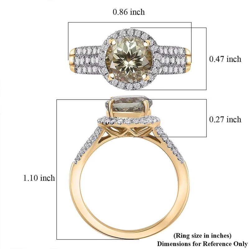 Certified and Appraised Luxoro AAA Turkizite, Diamond Ring in 10K Yellow Gold 3.00 ctw (Size 13.0)
