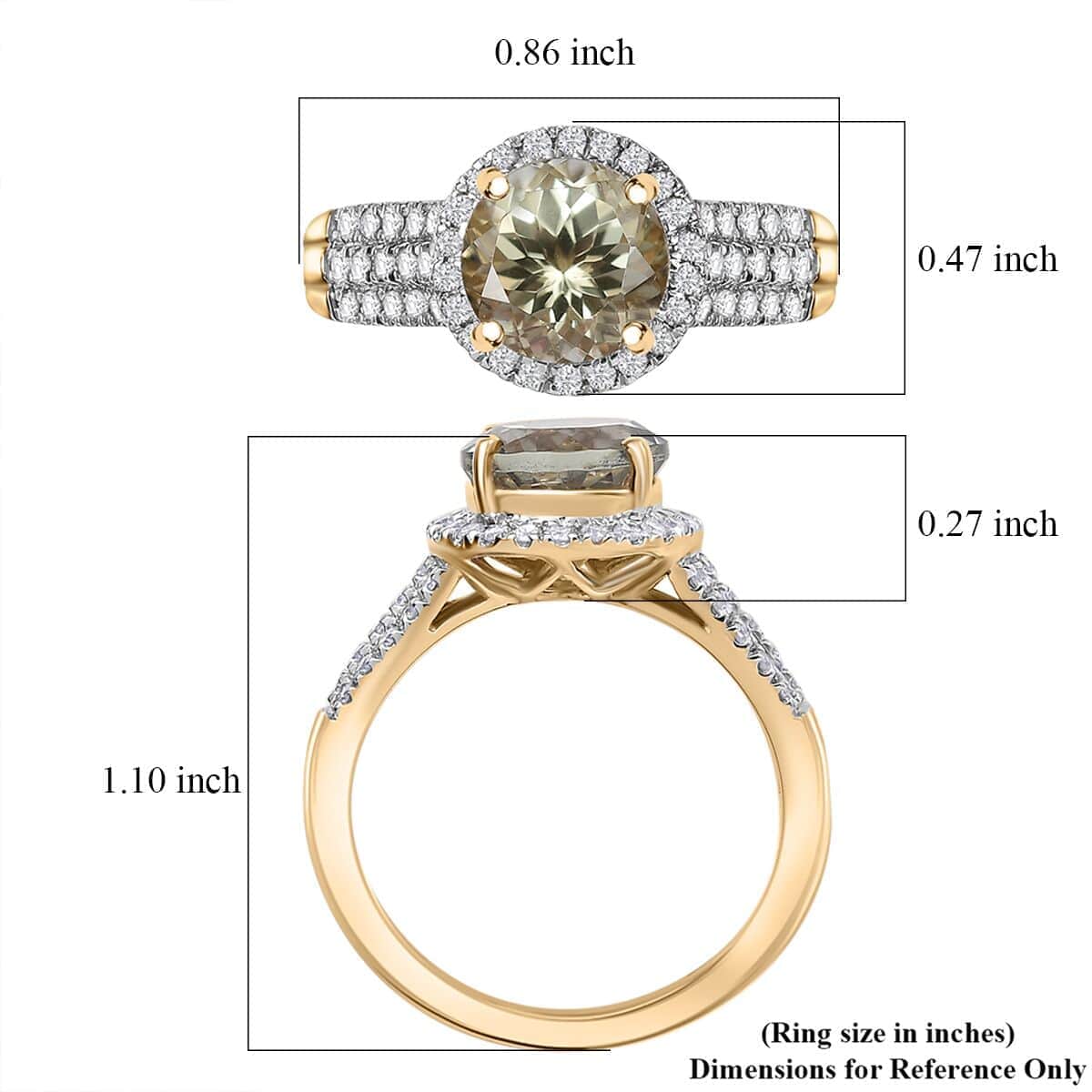 Certified & Appraised Luxoro AAA Turkizite and G-H I2 Diamond 3.00 ctw Ring in 10K Yellow Gold (Size 5.0) 4.25 Grams image number 5