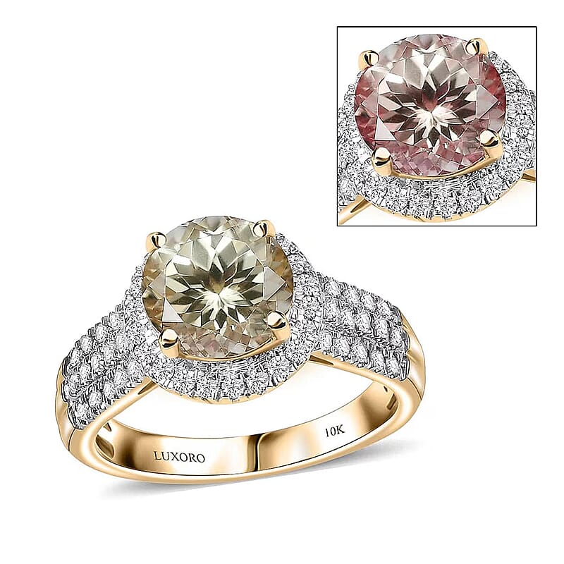 Certified and Appraised Luxoro AAA Turkizite, Diamond Ring in 10K Yellow Gold 3.00 ctw (Size 8.0)