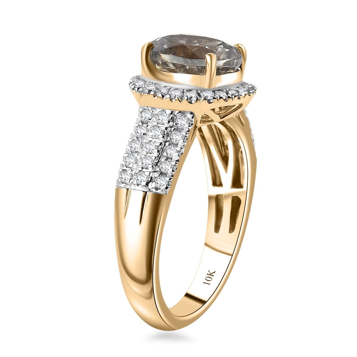 Certified & Appraised Luxoro AAA Turkizite and G-H I2 Diamond 3.00 ctw Ring in 10K Yellow Gold (Size 8.0) 4.25 Grams image number 3