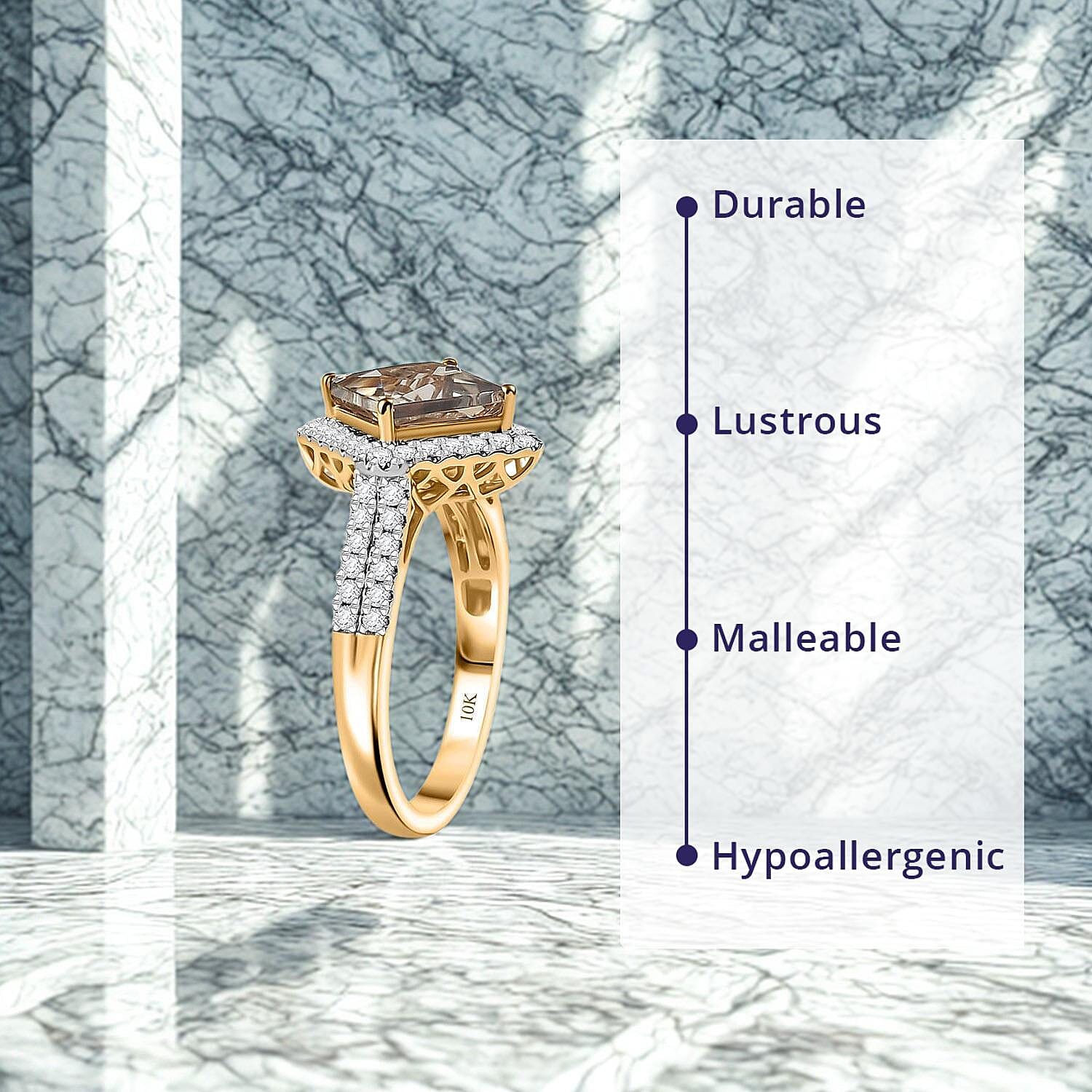 Luxoro AAA Turkizite and G-H I2 Diamond 3.90 ctw Ring in 10K Yellow Gold (Size 5.0)
