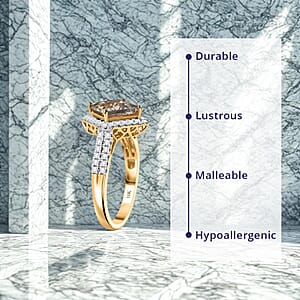 Luxoro AAA Turkizite and G-H I2 Diamond 3.90 ctw Ring in 10K Yellow Gold (Size 7.0)