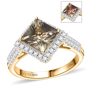 Luxoro AAA Turkizite and G-H I2 Diamond 3.90 ctw Ring in 10K Yellow Gold (Size 7.5)