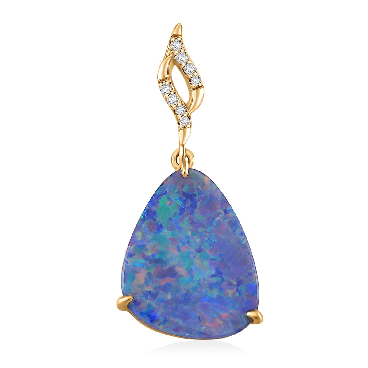 Luxoro AAA Boulder Opal Doublet and I2 Diamond 5.20 ctw Pendant in 14K Yellow Gold  image number 0