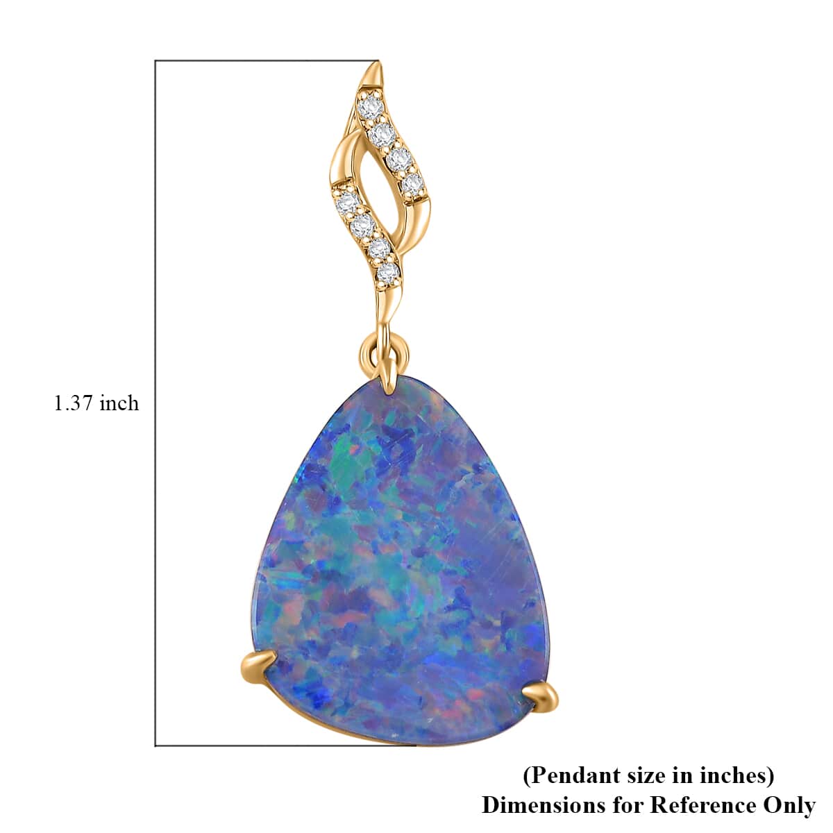 Luxoro AAA Boulder Opal Doublet and I2 Diamond 5.20 ctw Pendant in 14K Yellow Gold  image number 5