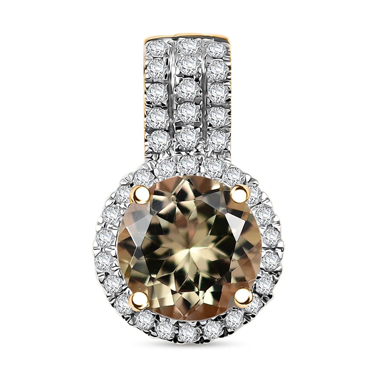 Certified & Appraised Luxoro AAA Turkizite and G-H I2 Diamond 2.78 ctw Pendant in 10K Yellow Gold image number 0